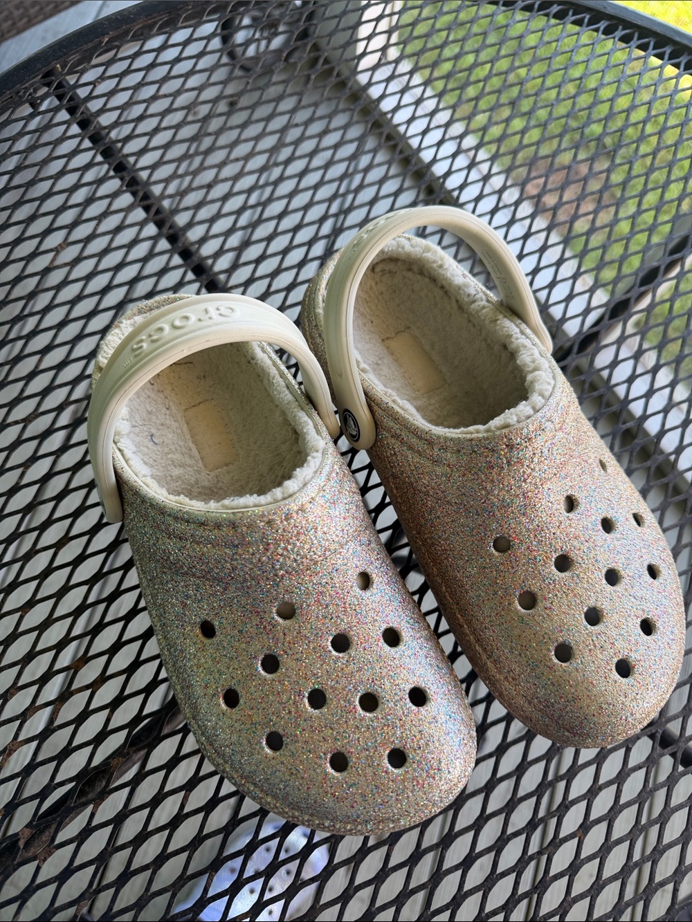 Women’s CROCS Glitter Lined Clog - Multicolor Sparkle with Cream Trim - Picture 6 of 8